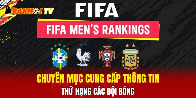Chuyên mục cung cấp thông tin thứ hạng các đội bóng